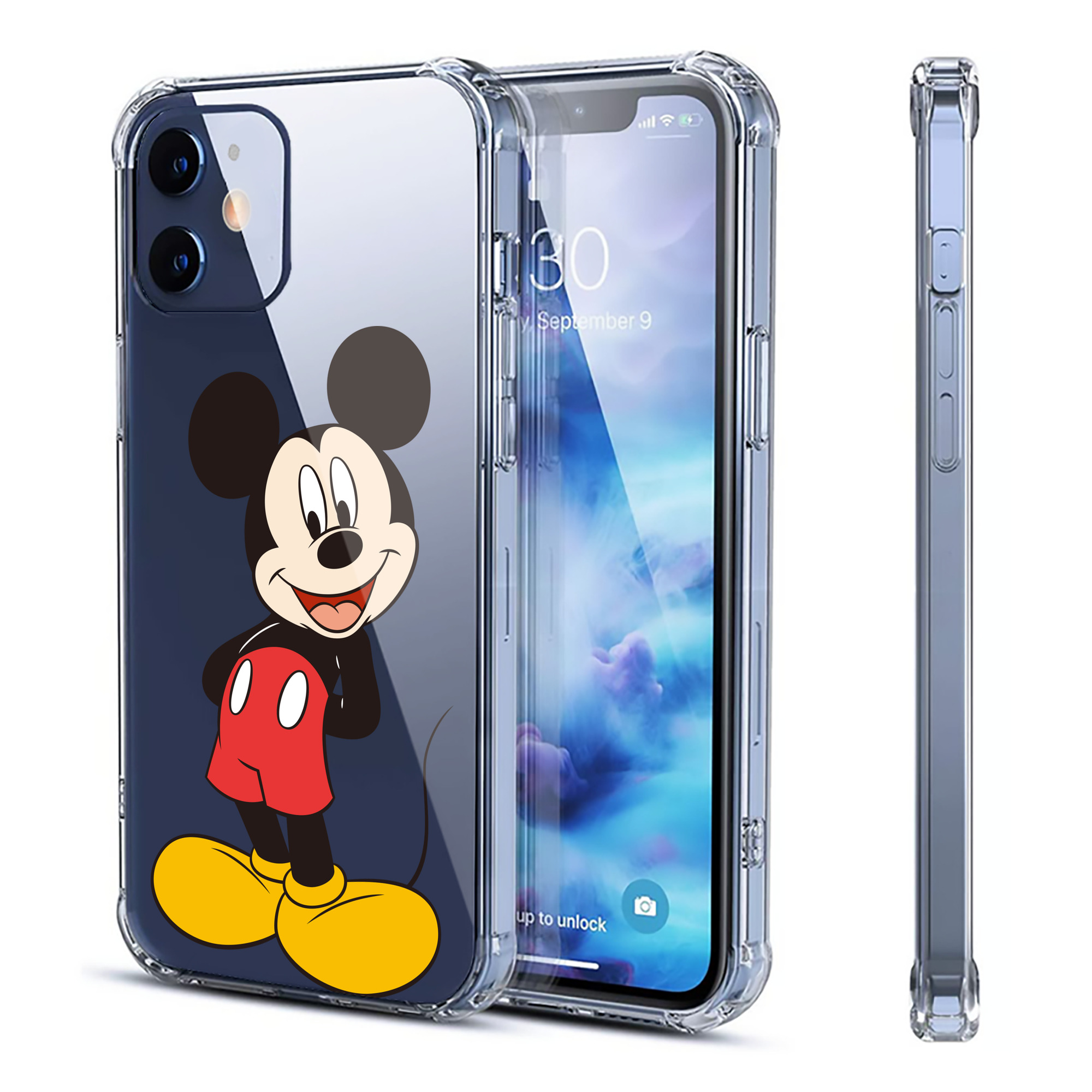 （画像用） ミッキーマウス Mickey Mouse 【iPhone 12シリーズ対応】透明スマホケース（クリアソフトケース）